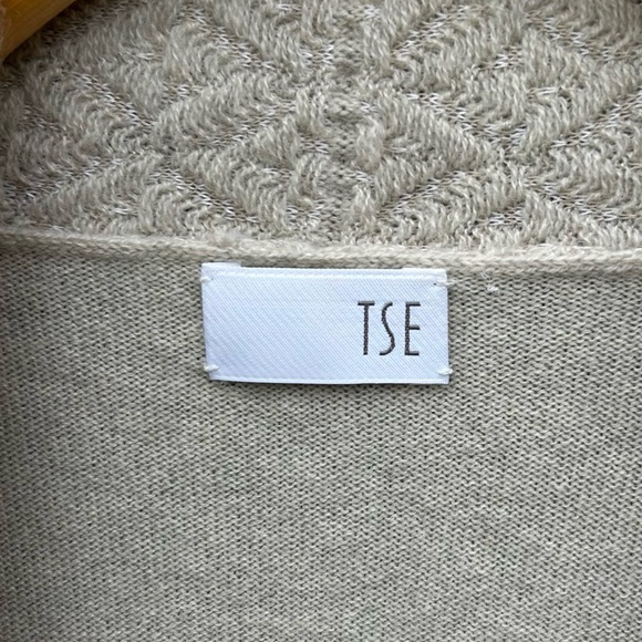 TSE Open Front Shawl Cardigan Cashmere Silk Oatmeal Beige XL - Picture 3 of 16